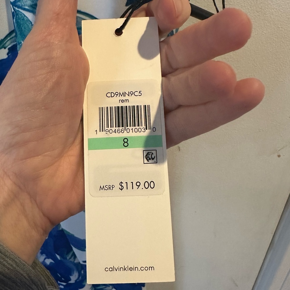 Calvin Klein Blue and Green Floral Midi Dress - Picture 3 of 6